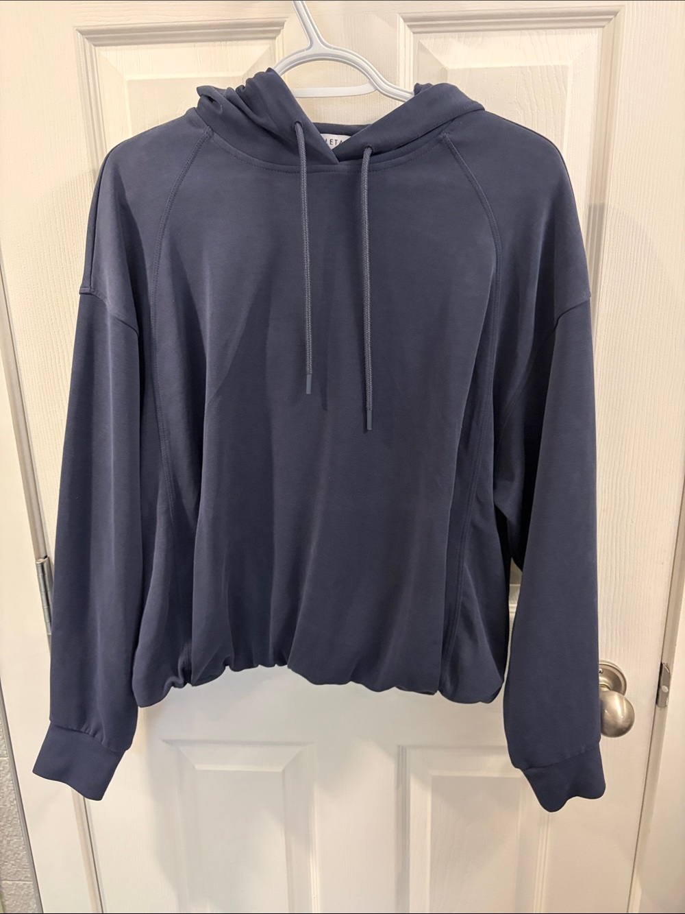 Athleta Navy Slate Blue Seasoft Hooded Crew Sweatshirt